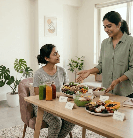 Nutrition expert consulting a client