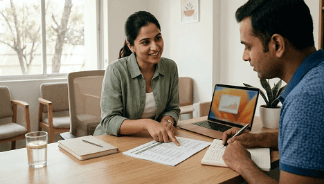 A dietitian reviewing a personalized nutrition plan with a client