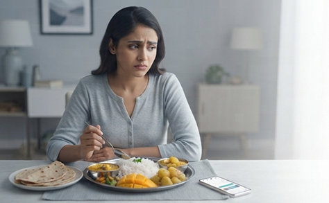 Illustration representing food anxiety and fear before the protocol